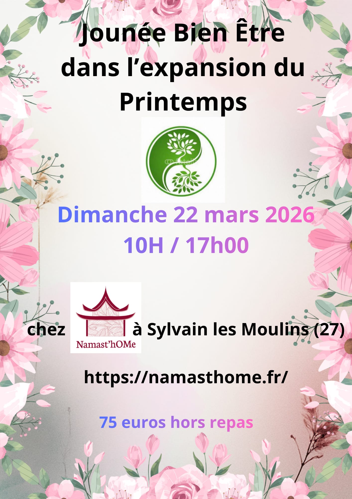 Journée bien être
Namast'hOMe
Sylvains les Moulins